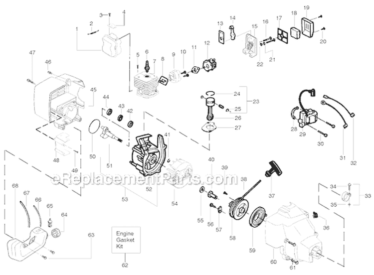 Page B Diagram and Parts List for FEATHERLITE Plus LE Type 1 Weed Eater Trimmer